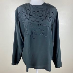 1980s vintage black womens blouse